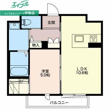 コンフォーザホウジ(1LDK/2階)の間取り写真