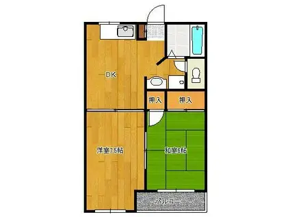 ラプラス堤(2DK/1階)の間取り写真