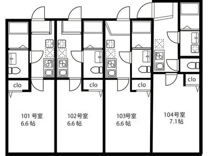 FELICITA八千代台(1K/1階)の間取り写真