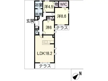 エスコート社台(3LDK/1階)の間取り写真