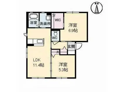 トワ アムール A・B・C・D・E(2LDK/1階)の間取り写真