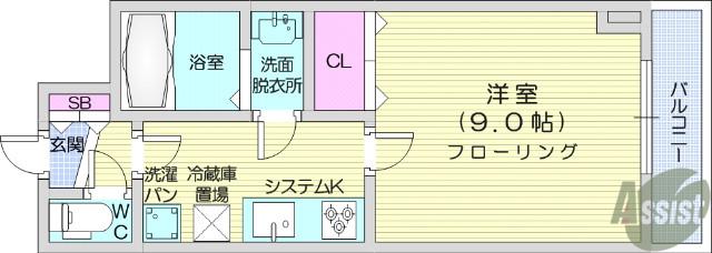 アーバンヒルズ国見(1K/5階)の間取り写真