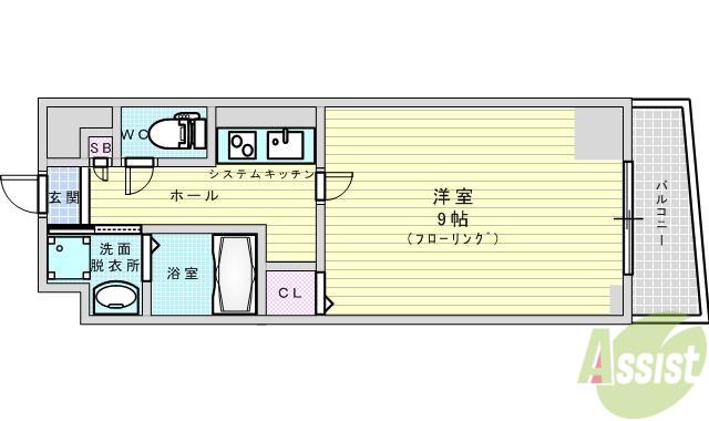 SK江坂(1K/8階)の間取り写真