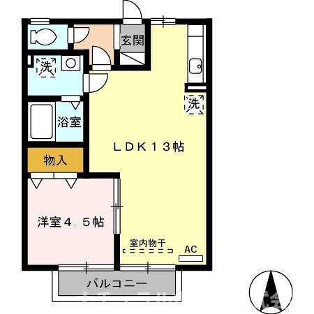 ELLE SOPHIA A(1LDK/2階)の間取り写真