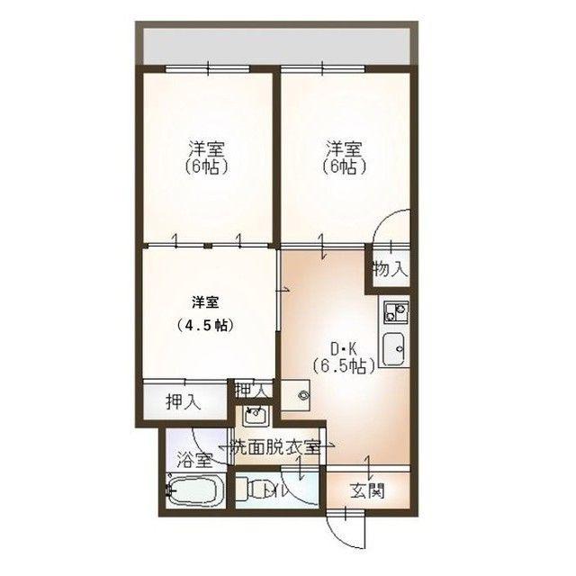 マンション福甚(3DK/1階)の間取り写真