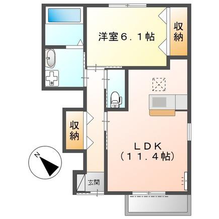 アマカワ エスポア(1LDK/1階)の間取り写真