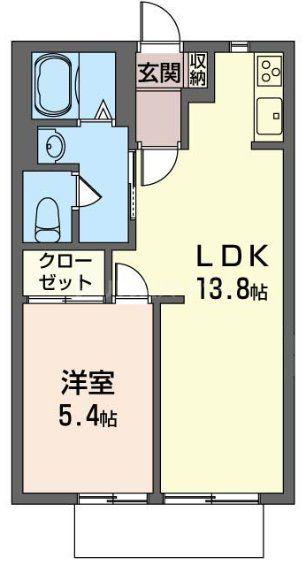 ラフォーレ萩台(1LDK/1階)の間取り写真