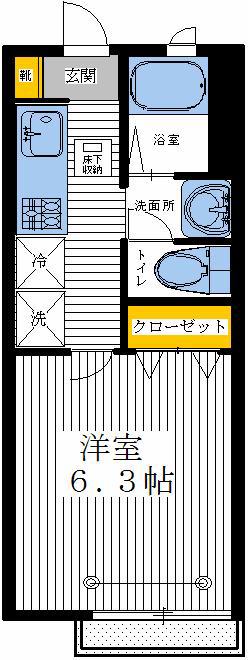 WHITE OAK(1K/2階)の間取り写真