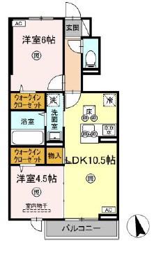 RION(2LDK/1階)の間取り写真
