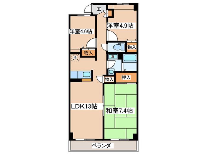 ラルカンシェル(3LDK/3階)の間取り写真
