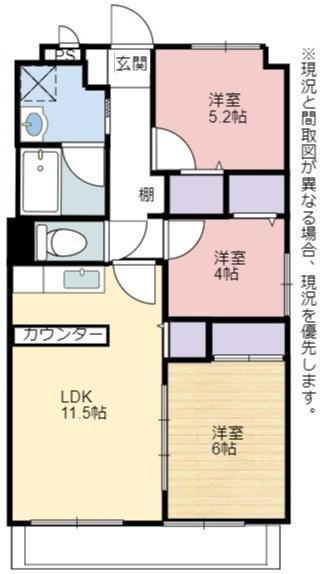 プラージュカンサイ(3LDK/4階)の間取り写真