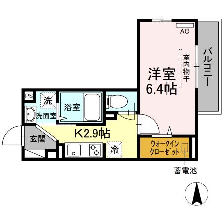 オクエ2(1LDK/3階)の間取り写真