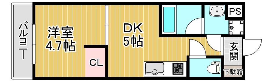 ARCA鳳(1DK/9階)の間取り写真