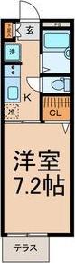 サンライズ唐山(1K/1階)の間取り写真