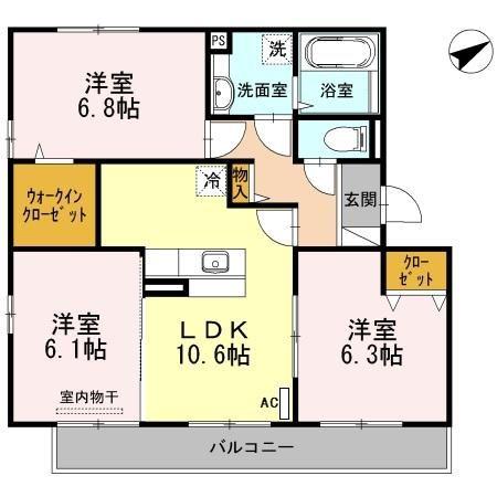 セレーノM(3LDK/3階)の間取り写真