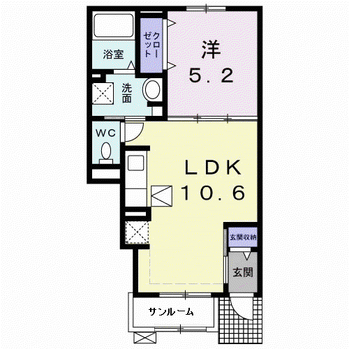 エルドラドI(1LDK/1階)の間取り写真