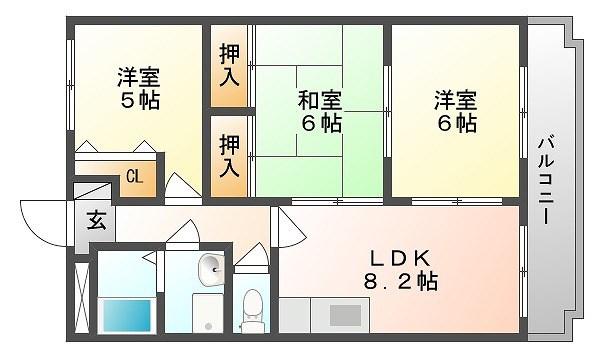 セレーノ天神館(3LDK/1階)の間取り写真