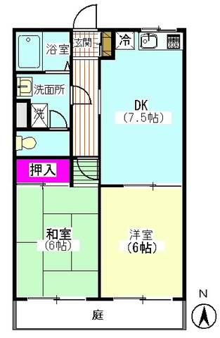 メゾンマルス(2DK/1階)の間取り写真