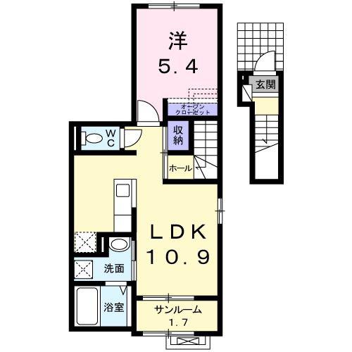 メゾンはなみずき(1LDK/2階)の間取り写真