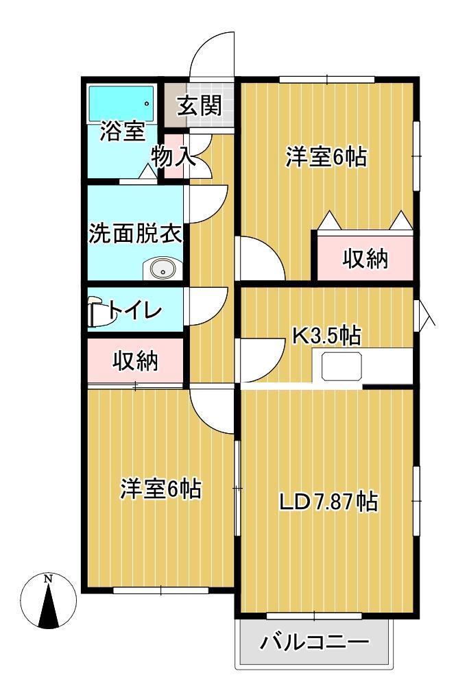 ラシーヌC(2LDK/1階)の間取り写真
