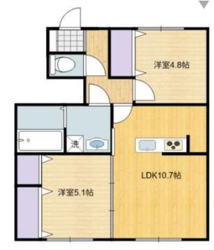 ネットハイツC(2LDK/1階)の間取り写真