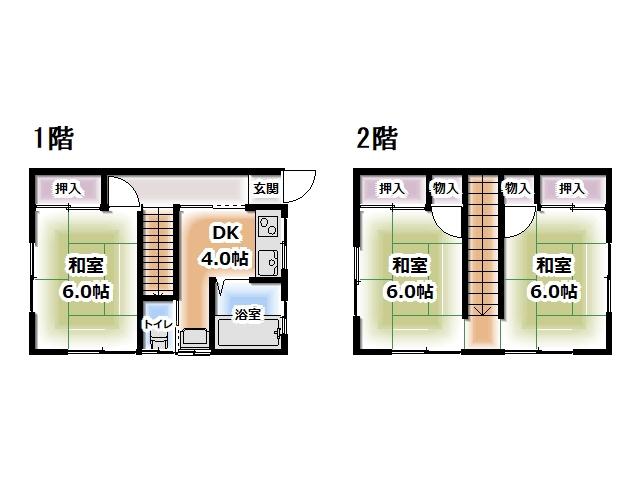 平五色町アパート(3DK/1階)の間取り写真