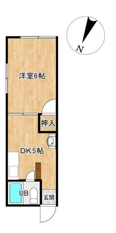 オリハシハイツD棟(1DK/1階)の間取り写真