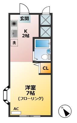 サンコーポ(1K/2階)の間取り写真