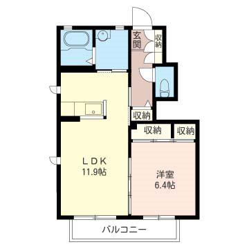 モアナ A(1LDK/1階)の間取り写真