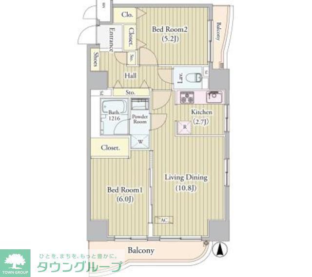 センテニアルタワー(2LDK/9階)の間取り写真