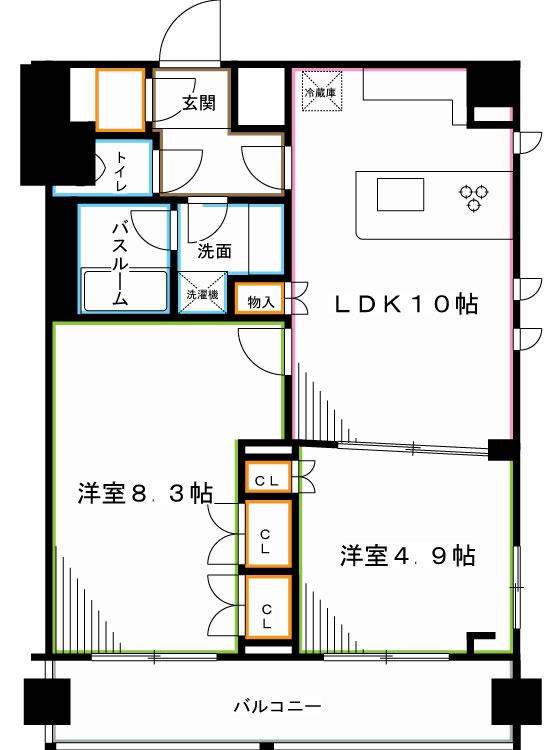 常盤レジデンシア荻窪(2LDK/7階)の間取り写真