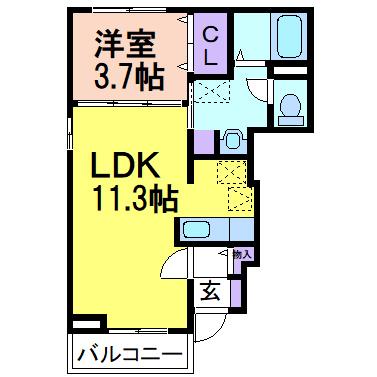 ノーブル(1LDK/1階)の間取り写真