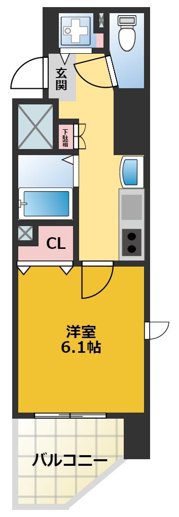 プレサンス鶴舞グリーンパーク(1K/15階)の間取り写真