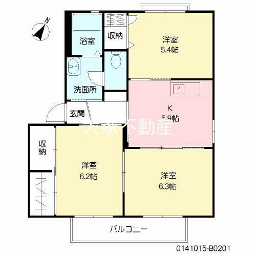 バリュージュ上諏訪B(3K/2階)の間取り写真