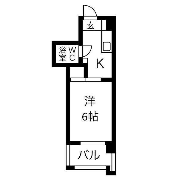 第5七福ビル(1K/2階)の間取り写真