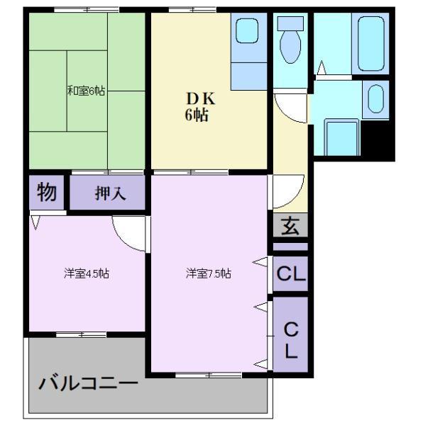 サファージュ高石 A棟(3DK/3階)の間取り写真