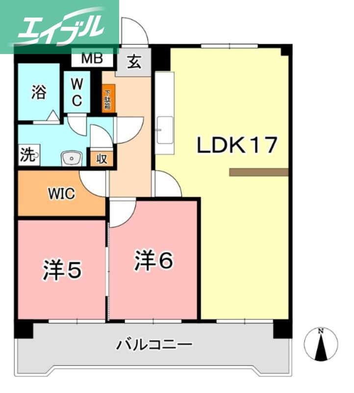 清幸マンション野田(2LDK/7階)の間取り写真
