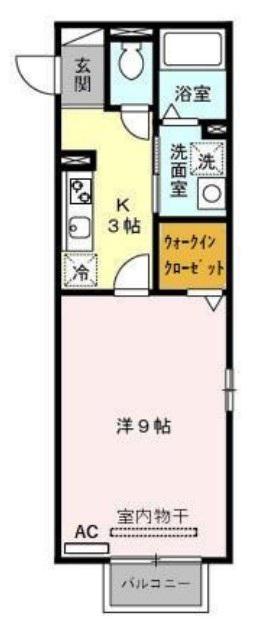 ハピネス(1K/2階)の間取り写真