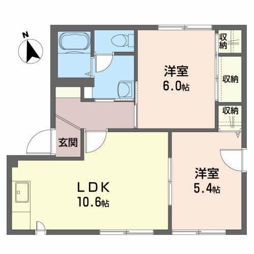 ヴァンセンヌ広面A(2LDK/1階)の間取り写真