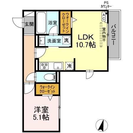 CLAIR島田(1LDK/3階)の間取り写真
