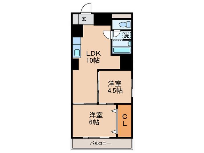 ライオンズマンション千種(2LDK/4階)の間取り写真