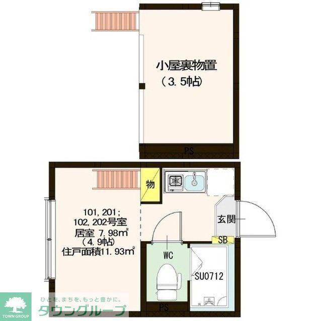 プレミア経堂(ワンルーム/1階)の間取り写真