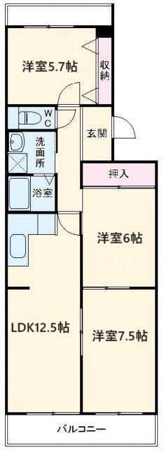 シティ・ライフ島田(3LDK/2階)の間取り写真