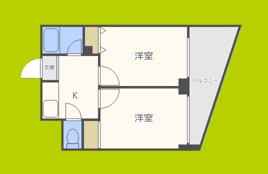 木川東エクセルハイツ(2K/4階)の間取り写真