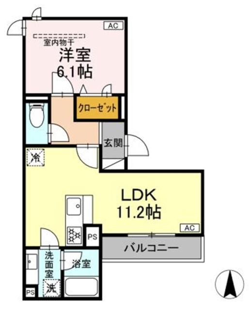 D PAINA 中野島II(1LDK/2階)の間取り写真