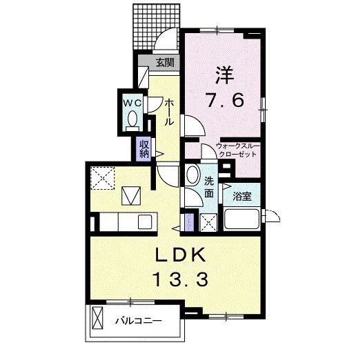 リアン・ノア(1LDK/1階)の間取り写真