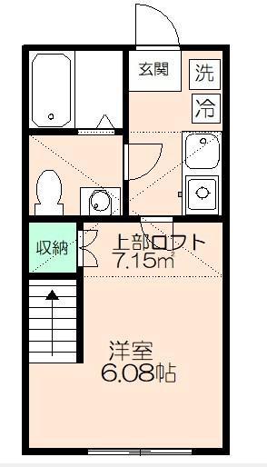 モンパルナス(1K/2階)の間取り写真