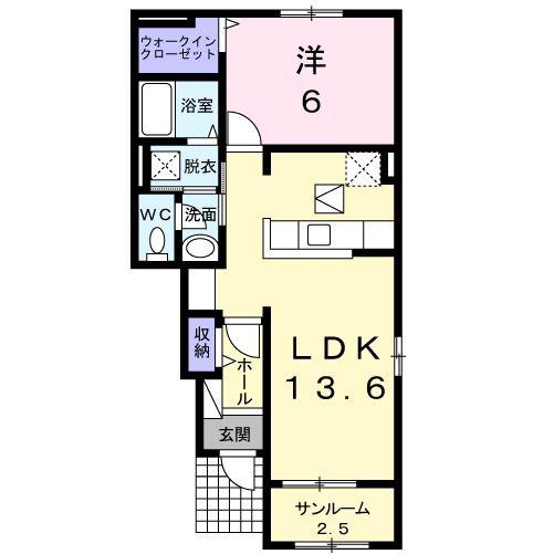 アルデバランA(1LDK/1階)の間取り写真