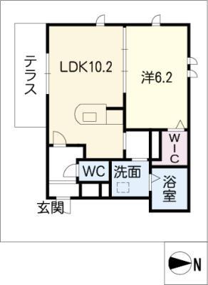 エスコートスクエア(1LDK/1階)の間取り写真