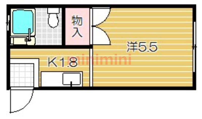 岩井ハイツ(1K/2階)の間取り写真